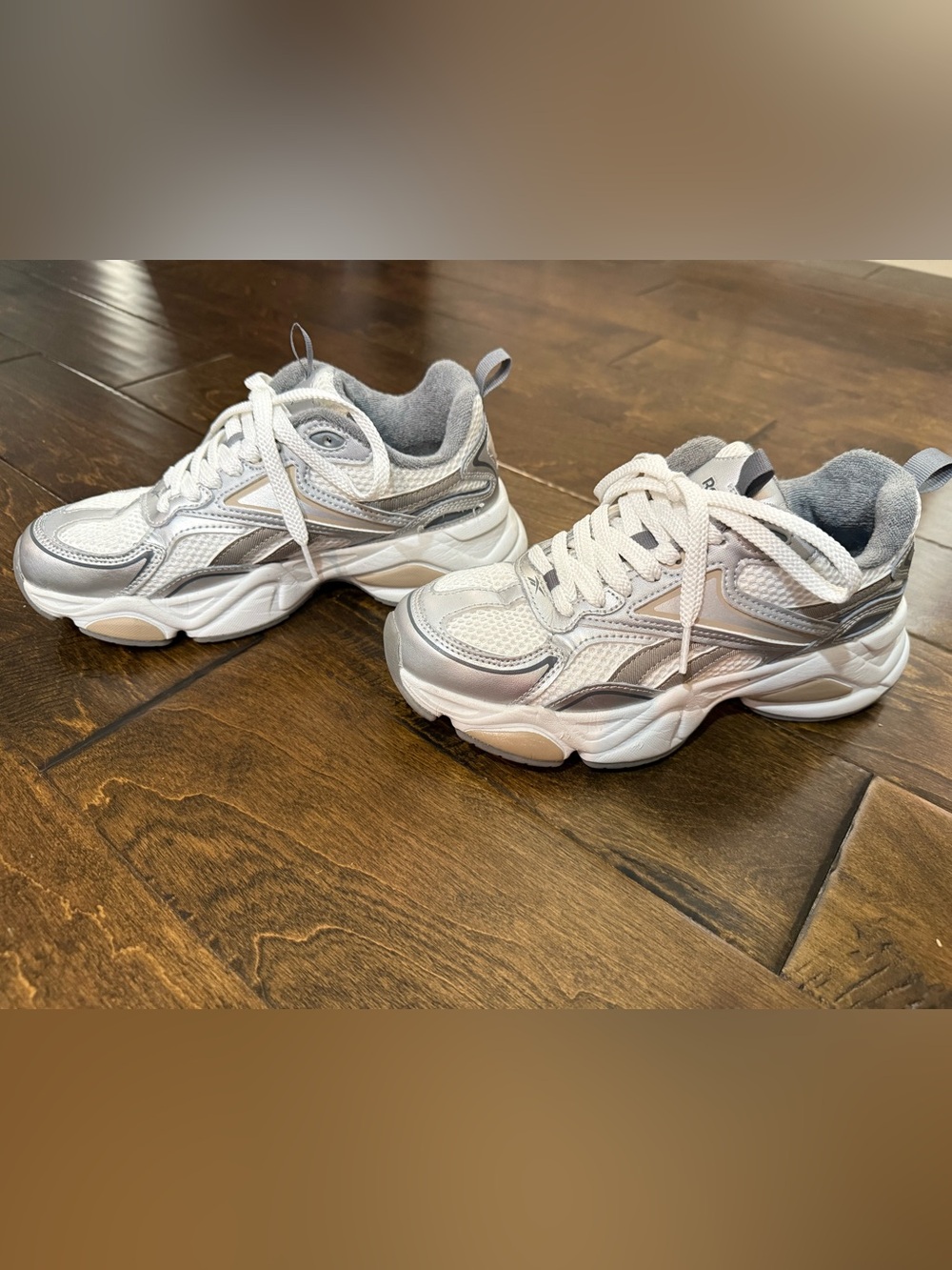 Reebok White and Gray Sneakers